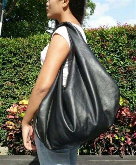 Large hobo bag, Lambskin, black — Fashion 